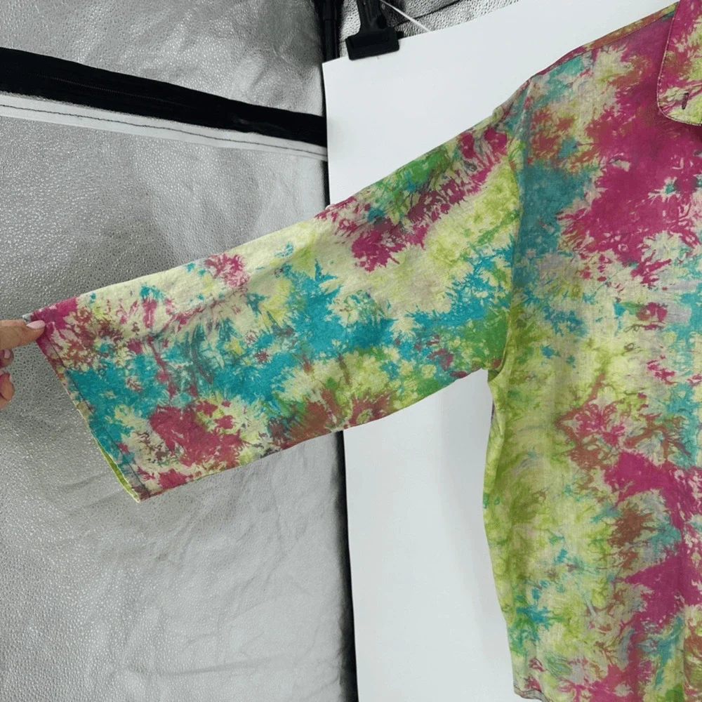 Dilemma New York Womens Button Up Shirt Size L Watercolor Art To Wear Rave - Picture 6 of 10